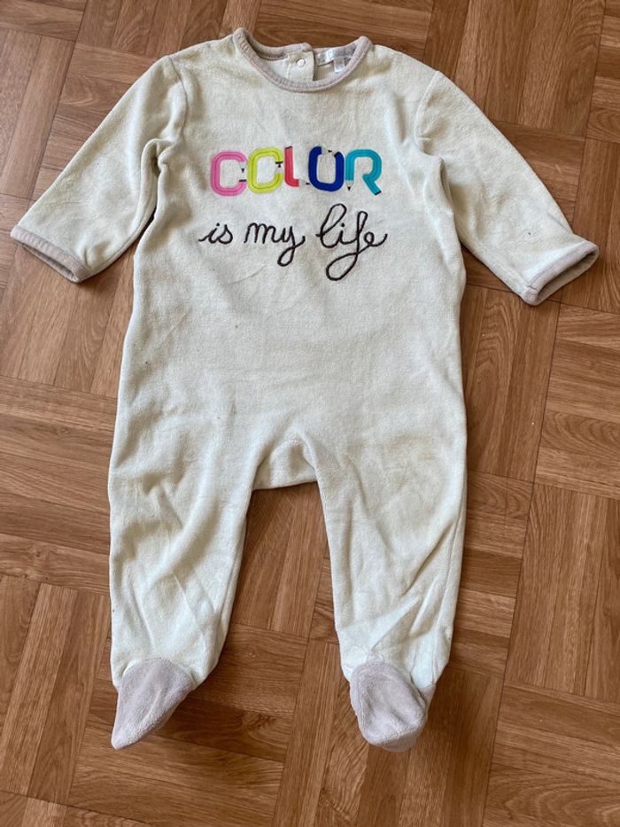 Pyjama une pièce vert taille 12 mois Kitchoun