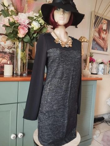 🌹Robe Bi-Matière Laine & Lin IKKS T38/40🌹