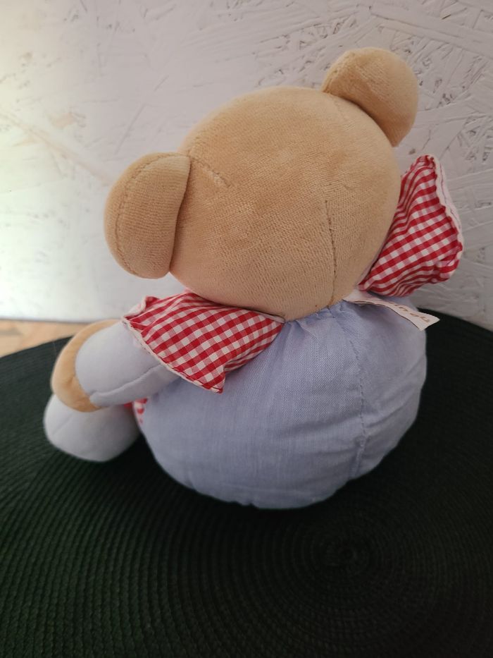 Doudou ours bleu vichy rouge TAKINOU - photo numéro 4