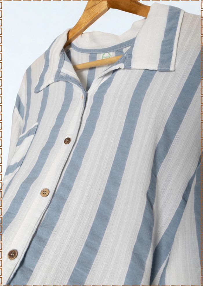 Chemise rayée bleu et blanc Boomil Taille L/XL (convient à un S/M oversize) - photo numéro 5