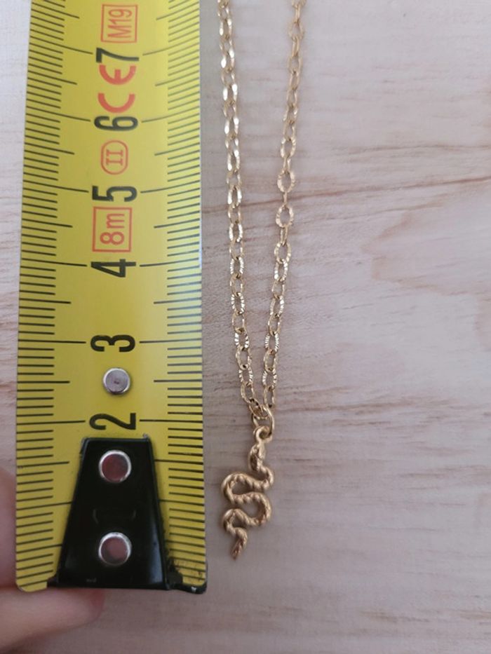 Chaine et pendentif serpent en acier inoxydable doré - photo numéro 2