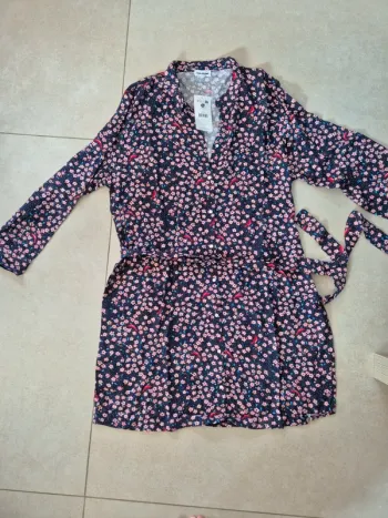 Chemise de nuit bleue fleurie Darjeeling L