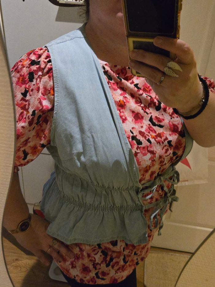 Gilet effet denim bleu clair à nœuds T.XL 42/44 Primark neuf - photo numéro 7