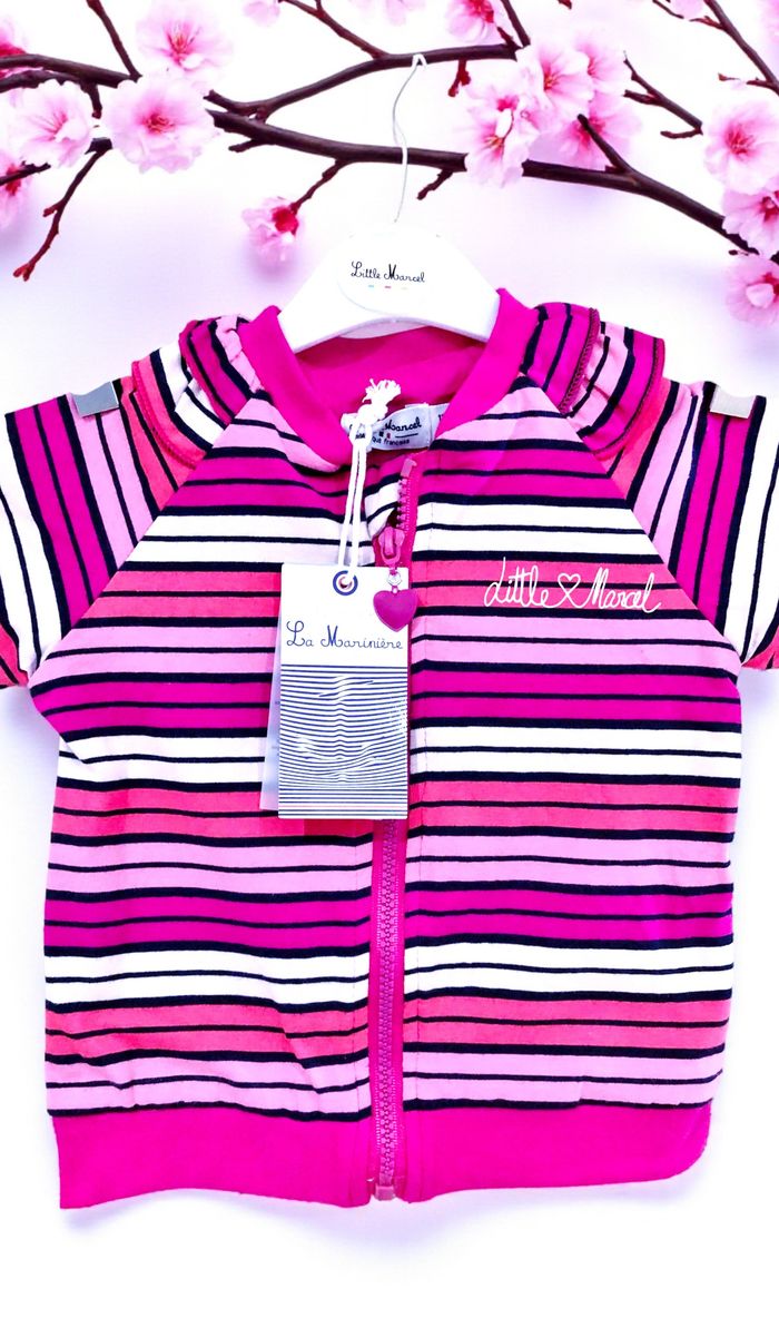 LITTLE MARCEL - NEW - ENSEMBLE 2/3P BÉBÉ FILLE RAYURES & TONS LUMINEUX 12/18M - photo numéro 6
