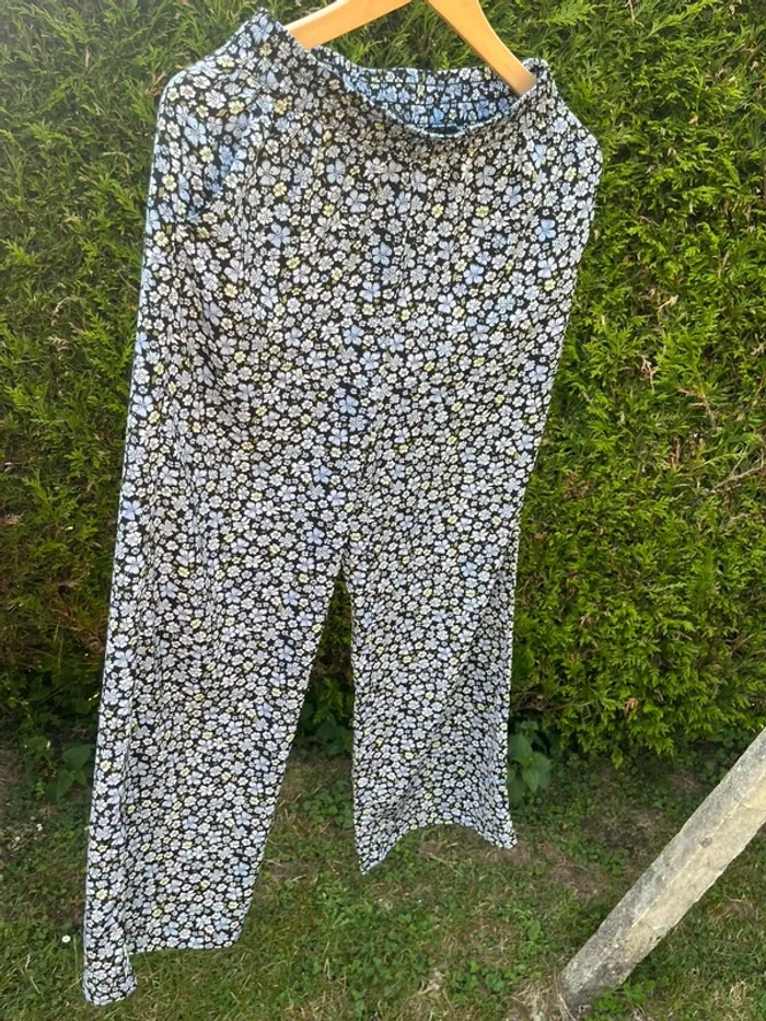 pantalon taille élastique fleurs fluide - photo numéro 2