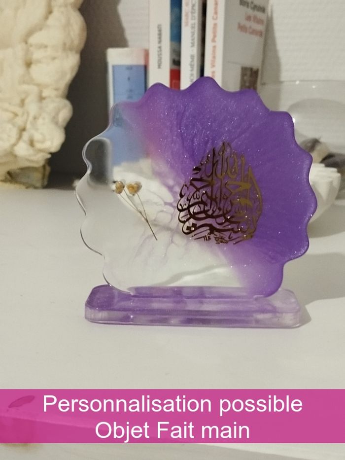 idée cadeau ornement bureau coiffeuse couvre tasse en résine et fleur naturelle abr001