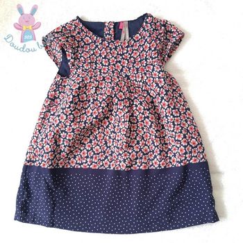 Robe marine rouge fleurs bébé fille 12 Mois Orchestra
