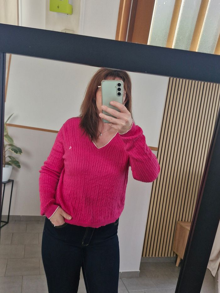 Pull col V rose Ralph lauren