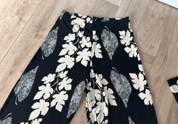 Multi pantalon fluide pour l’été noir, imprimé blanc femme, taille 1/36 - photo numéro 3