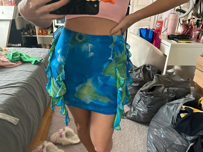 Jupe SHEIN froufrou bleu vert S