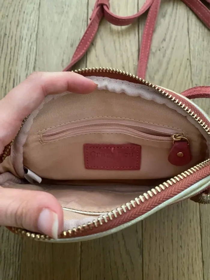 Petit sac en cuir rose et doré avec coquillages Crazy Lou - photo numéro 4