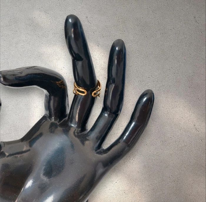 Bague multi-rang ajustable en acier inoxydable dorée neuve - photo numéro 4