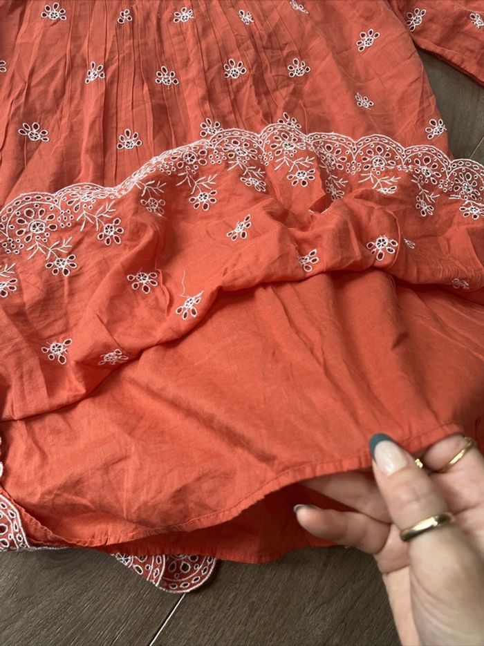 Robe corail brodée bohème Zara taille S - photo numéro 5