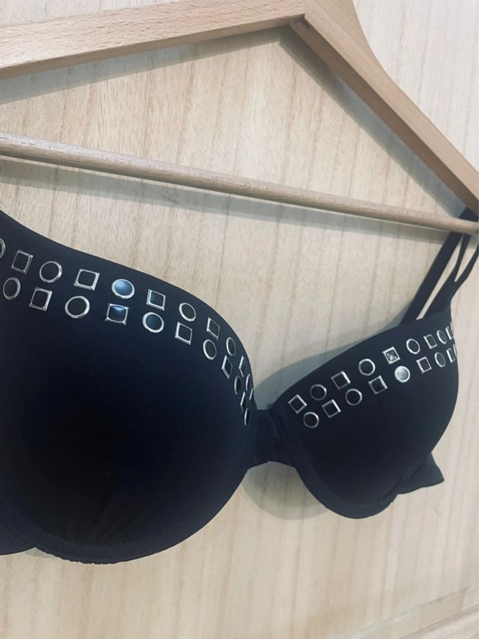Haut de maillot de bain noir push-up avec détails métalliques - photo numéro 3