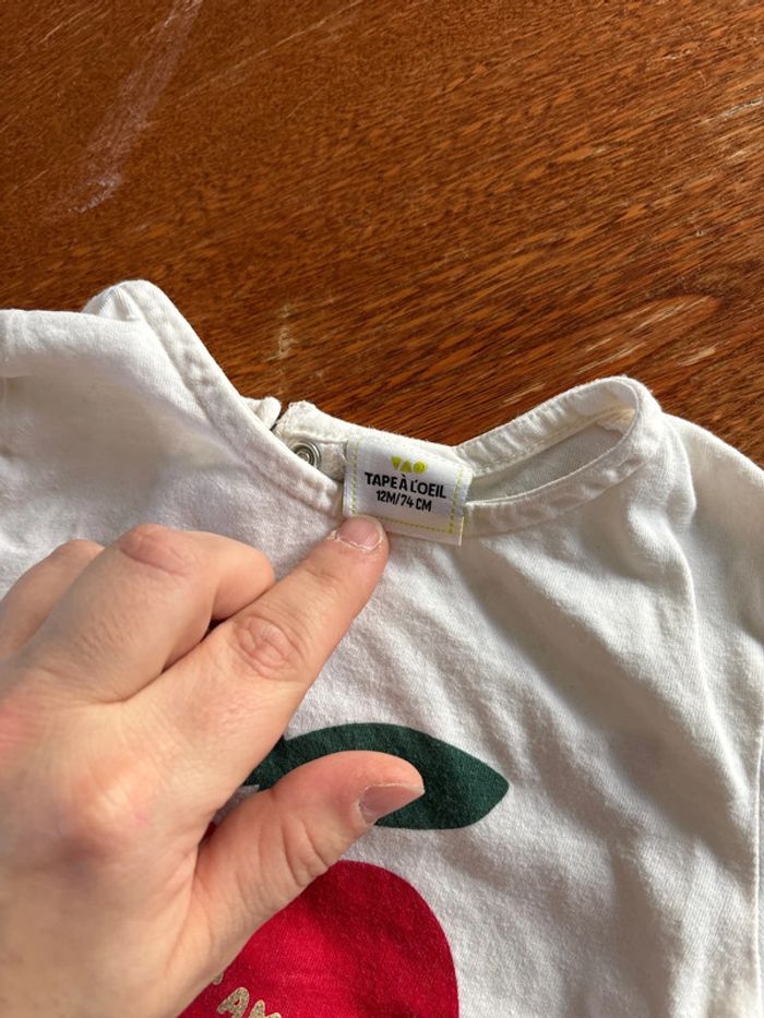 T-shirt manches longues fille 12 mois tape à l’œil - photo numéro 2