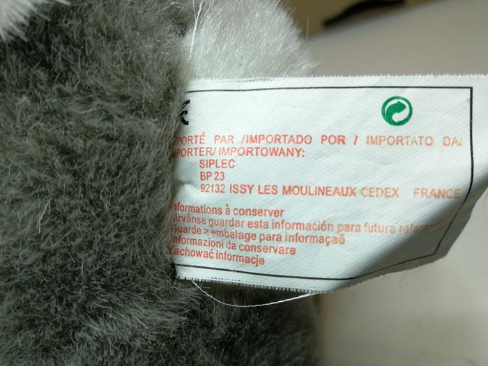 Peluche doudou lapin gris et blanc - photo numéro 6