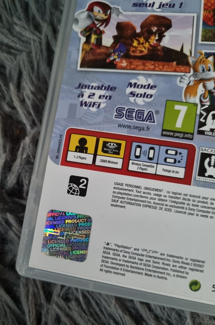Boîte vide de jeu avec livret Sonic Rivals 2 PSP - photo numéro 4