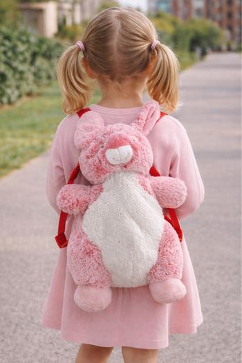 🐰 Sac à dos enfant – Lapin rose tout doux
