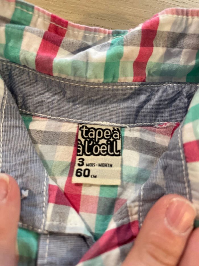 Chemise a carreaux à boutons 3 mois tao - photo numéro 3