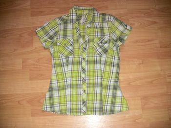 Chemisier vert et beige Taille 2 Cache-Cache