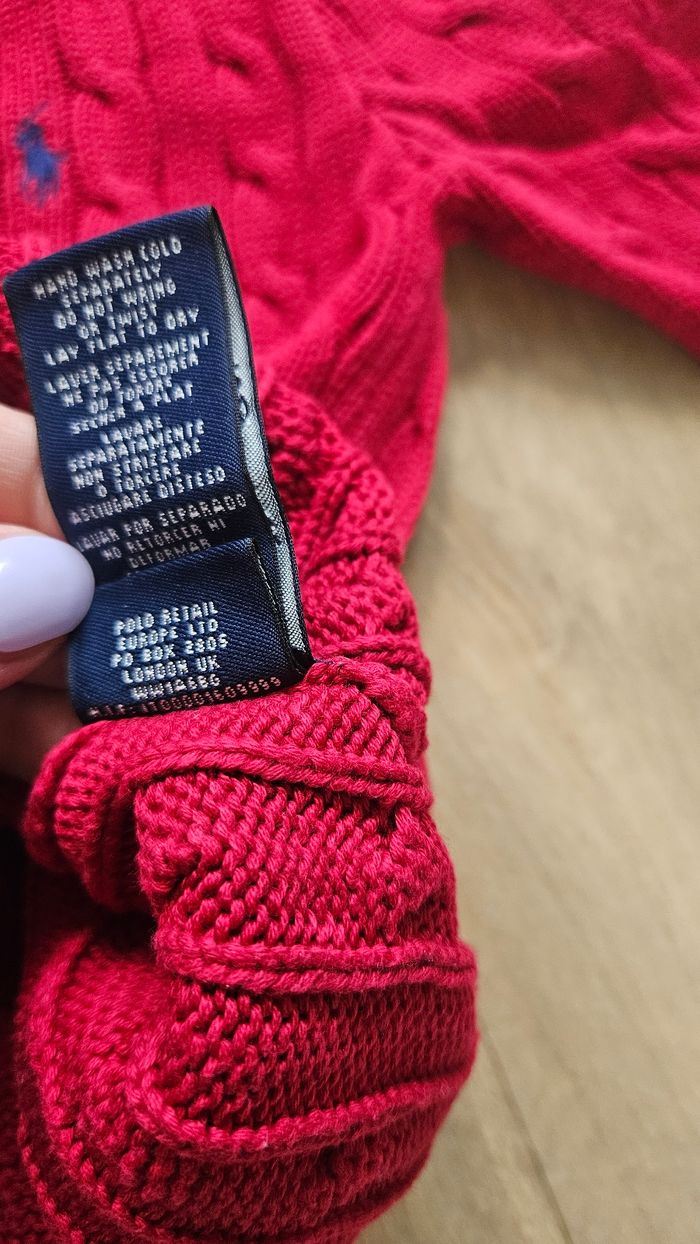 Pull rouge maille, logo bleu, taille S, Polo Ralph Lauren - photo numéro 7