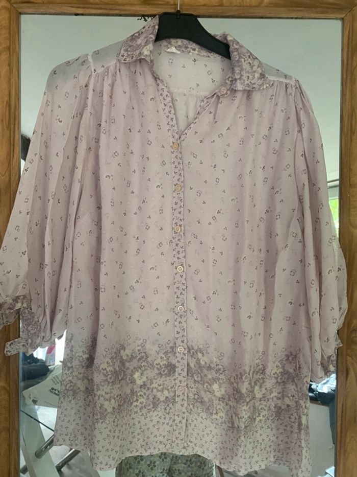 Chemise vintage transparent taille 40 manches 3/4 - photo numéro 2