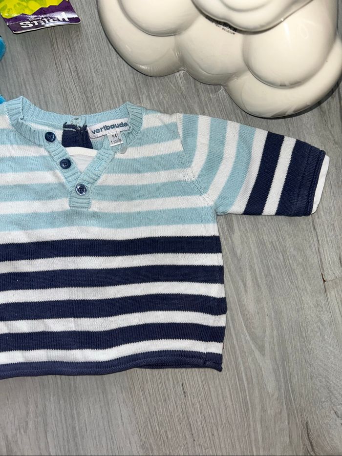 Pull rayé bleu 1mois - photo numéro 3