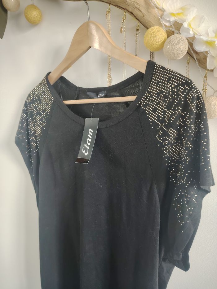 T-shirt à strass/brillants dorés - photo numéro 2