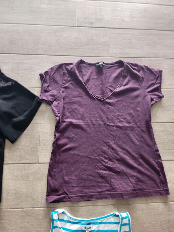 Lot 4 tee-shirts débardeurs blouse taille 42 Xl en bon état Gemo Scott et ici et maintenant - photo numéro 5