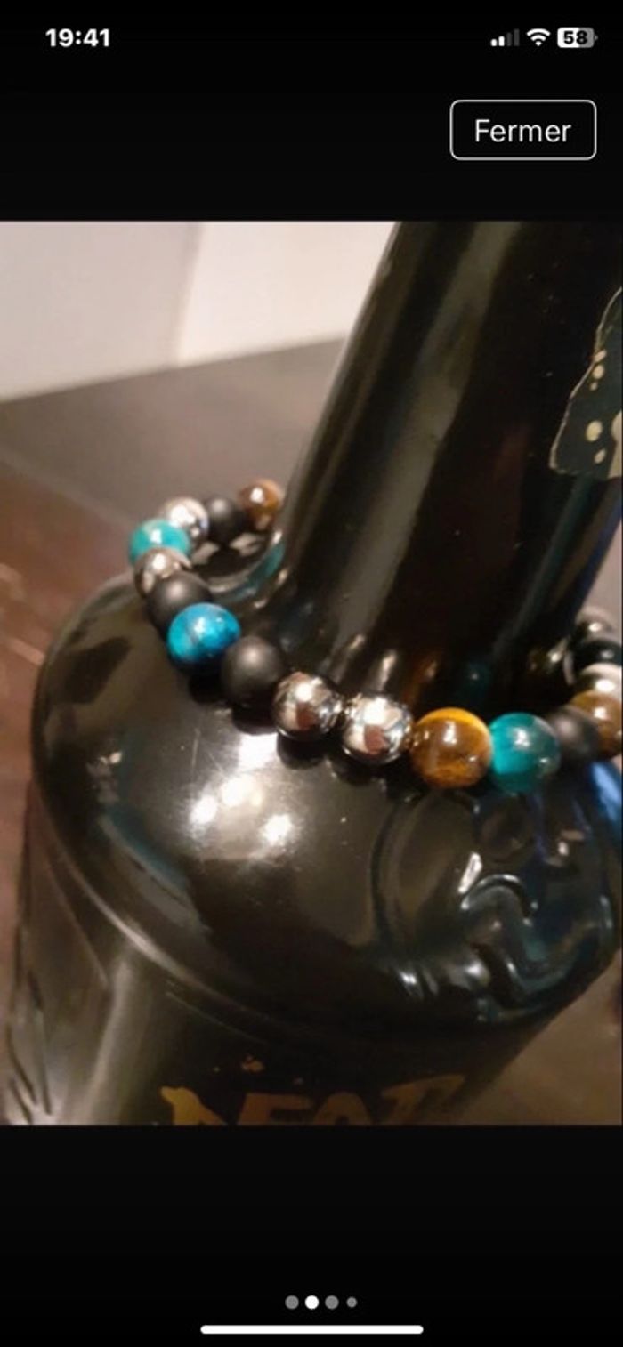 Bracelet œil de tigre marron et bleu - photo numéro 2