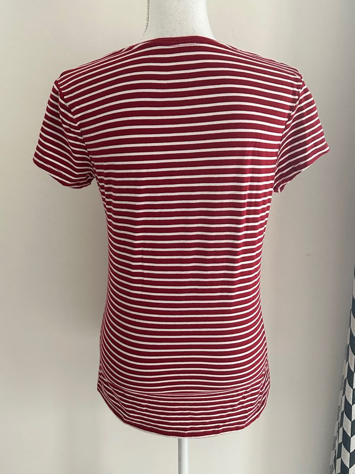 T-shirt à Rayures Bordeaux et Blanc Atmosphère - Taille 40 - photo numéro 3