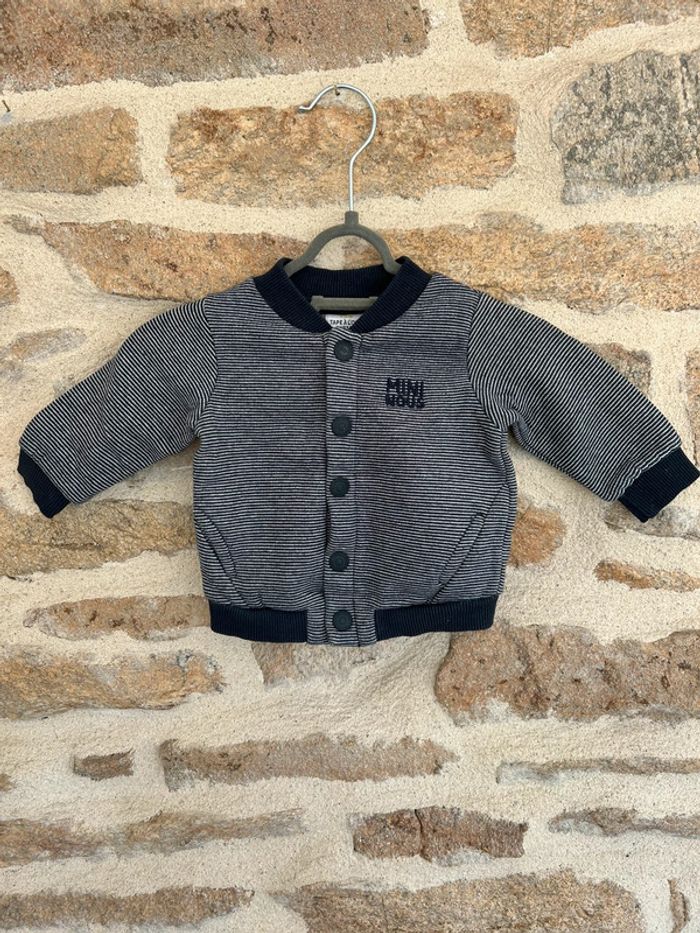Gilet rayé bleu et blanc - 1 mois - Tape à l’œil