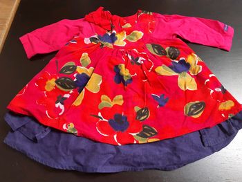 Robe hiver manches catimini bebe fille 3 mois fleurs rose bleu neuve