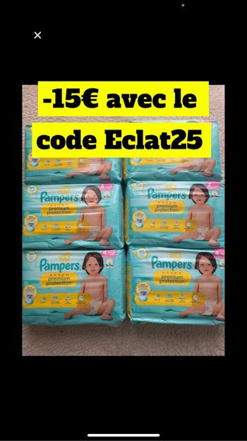 Six paquets de couches Pampers taille 4