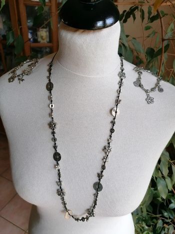 Parrure argenté collier et 2 bracelets