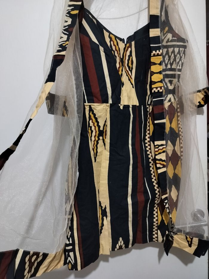 Robe été mi longue en pagne et voilage - photo numéro 4