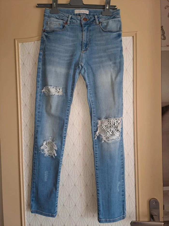 Superbe jean fille slim Zara used dentelle 11/12 ans tbe