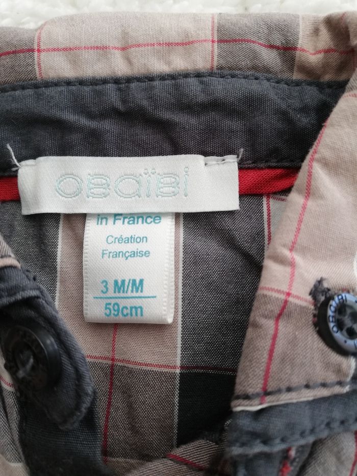 Chemise à carreaux obaïbi garçon 3 mois - photo numéro 3