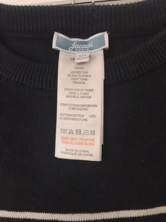 Pull jacadi t12 ans 100%coton - photo numéro 8