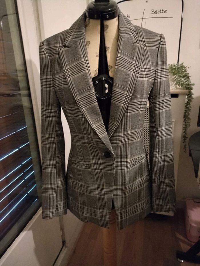 Veste H &M couleur gris en carreaux neuve avec étiquette taille 34 - photo numéro 2