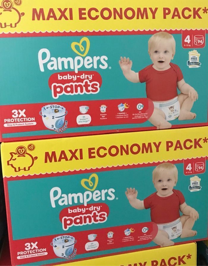 Pampers baby dry taille 4 lot de 2 /188 couche