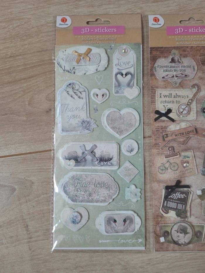 3 planches de stickers 3 D neuves tissu - photo numéro 2