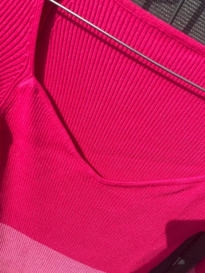 Robe longue à manches longues dégradé rose – Taille S - photo numéro 4