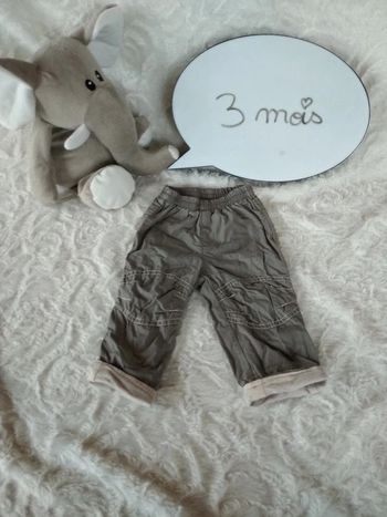 Pantalon doublé Garçon 3 mois 100% coton