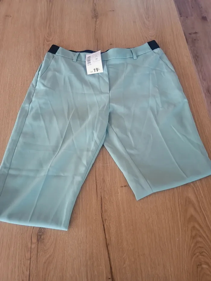 Pantalon droit vert d'eau neuf, taille 42 - photo numéro 5