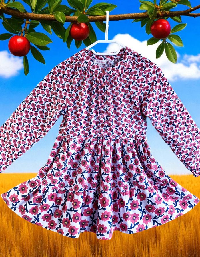 DPAM - ROBE FILLE MOTIF FLEURS, BAS ÉVASÉ AVEC VOLANT & TEINTES LUMINEUSES 10A - photo numéro 4