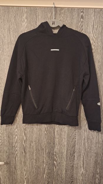 Sweat en molleton à capuche noir uni sport