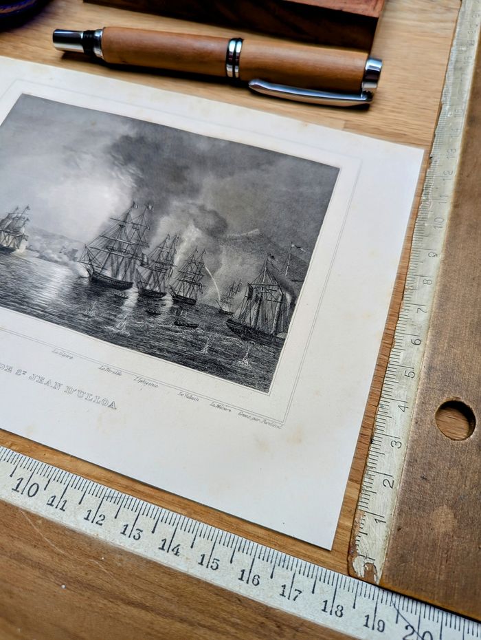 Imprimée en 1848, bataille de San Juan de Ulúa, Mexique. Original Vintage Authentique. - photo numéro 9