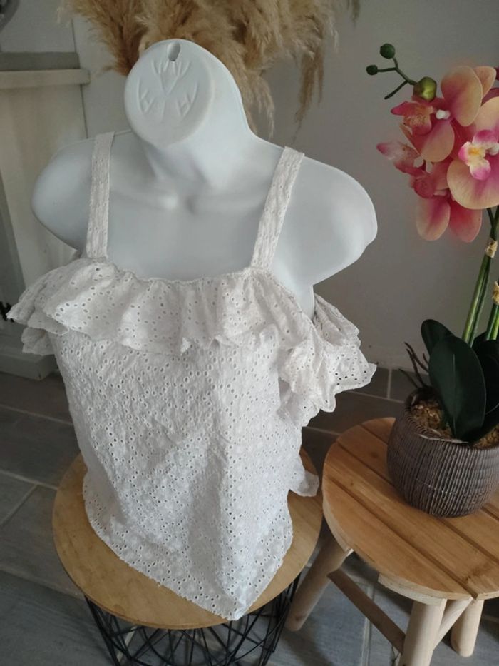 Top blanc broderie anglaise femme 🎀 38 - photo numéro 2