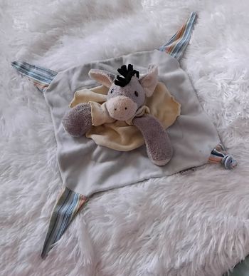 Doudou Âne carré plat bleu jaune et gris- Sterntaler